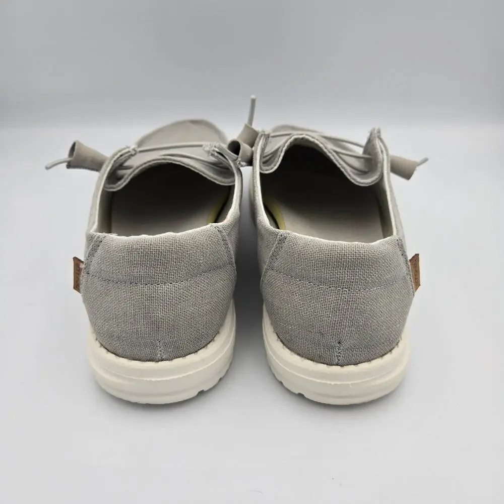 Hey Dude Wendy Chambray Light Grey Slip‑On Shoes – Women’s 8
